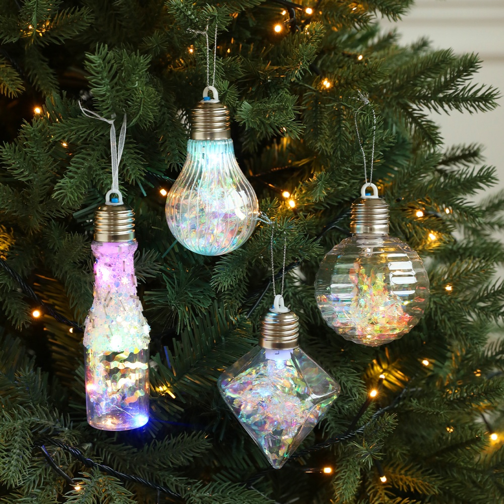 Outdoor Lighting On Trees - 2025年クリスマスデコレーション 光るカラフルなボールペンダント 吊り下げ式透明ツリー 屋外用 エルフオンザシェルフ シーンライト