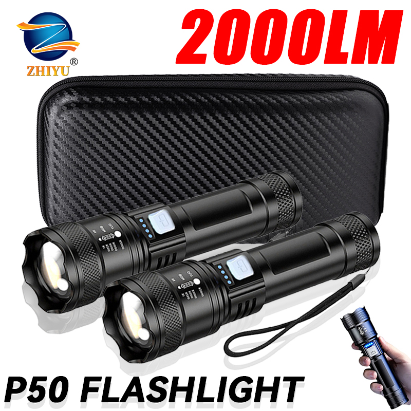 Outdoor Lighting Usa - 戦術的な LED 懐中電灯 2000LM USB 充電式防水グレードズームトーチ明るいポータブル緊急ライトキャンプ屋外用