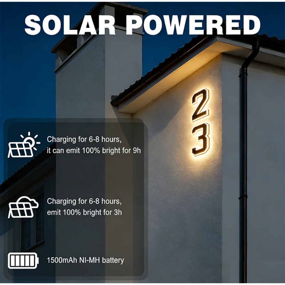 ソーラーLED家番号サイン 防水ライトセンサー付きアドレスプ - Outdoor Lighting For Front Of House のレビューと価格
