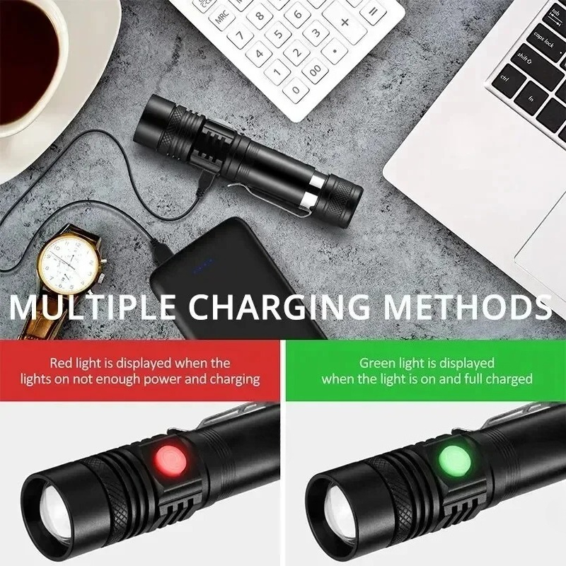 充電式 T6 ハンドヘルド懐中電灯使用 18650 ズームト - Outdoor Lighting Usa のレビューと価格
