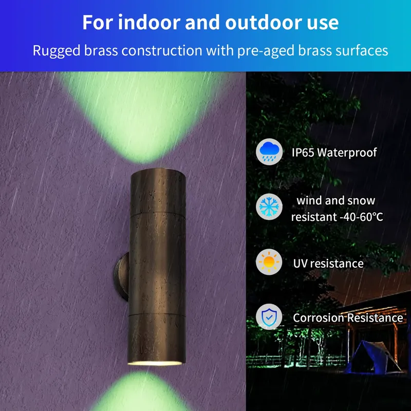 耐久性のある真鍮製屋外LEDウォールライト、IP65防水設計 - Outdoor Lighting Design のレビューと価格