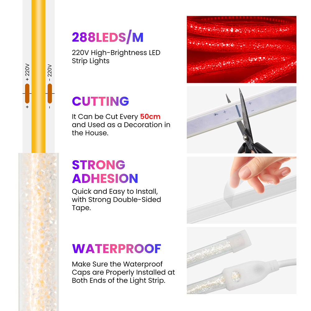 288個のCOB LEDネオンライトストリップ、ビーチリゾー - Outdoor Lighting On Trees のレビューと価格