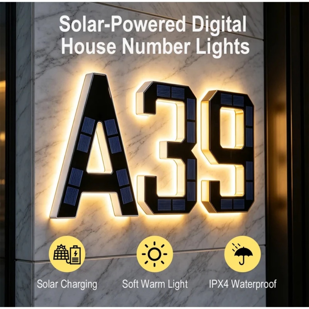新しいソーラーアドレスサイン LED ハウスナンバーライト防 - Outdoor Lighting For Front Of House のレビューと価格