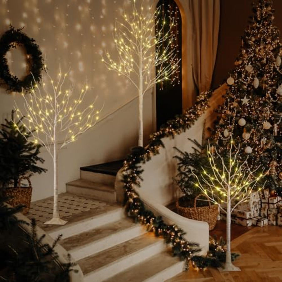 LEDバーチツリーライトセット 室内・屋外用 クリスマス・ウ - Outdoor Lighting On Trees のレビューと価格