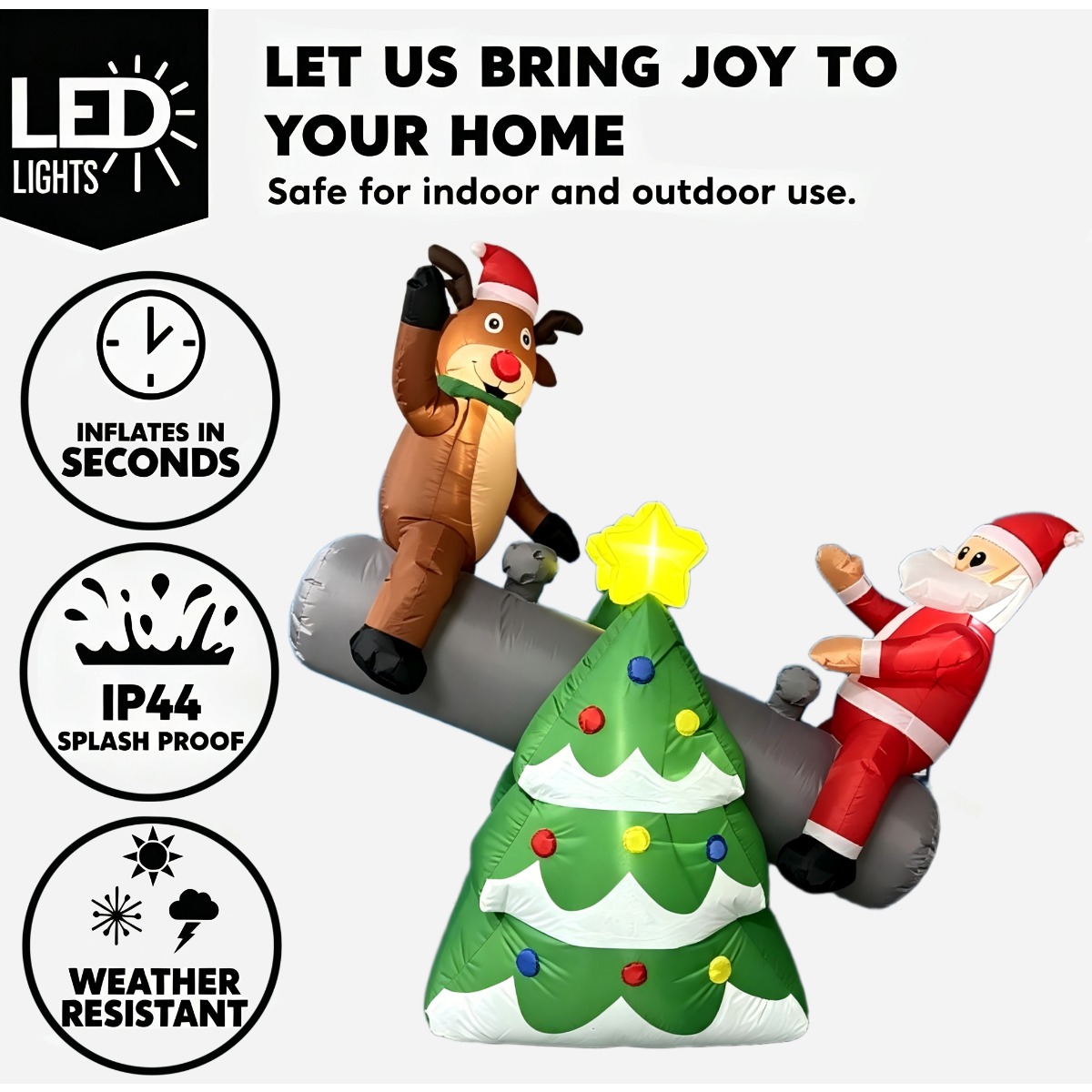 クリスマス用インフレータブルおもちゃ：サンタとトナカイのクリ - Outdoor Lighting On Trees のレビューと価格