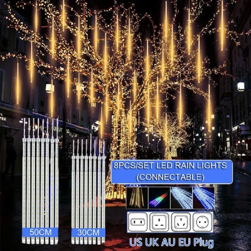 30 センチメートル/50 センチメートル防水流星雨雨 8  - Outdoor Lighting Youtube のレビューと価格
