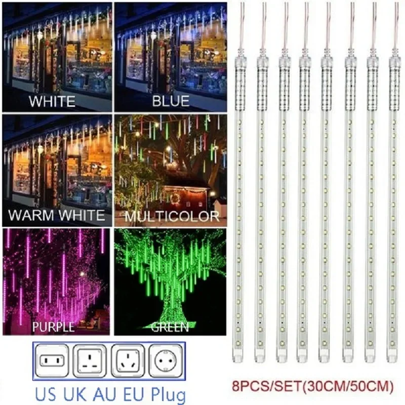 30 センチメートル/50 センチメートル防水流星雨雨 8  - Outdoor Lighting Youtube のレビューと価格