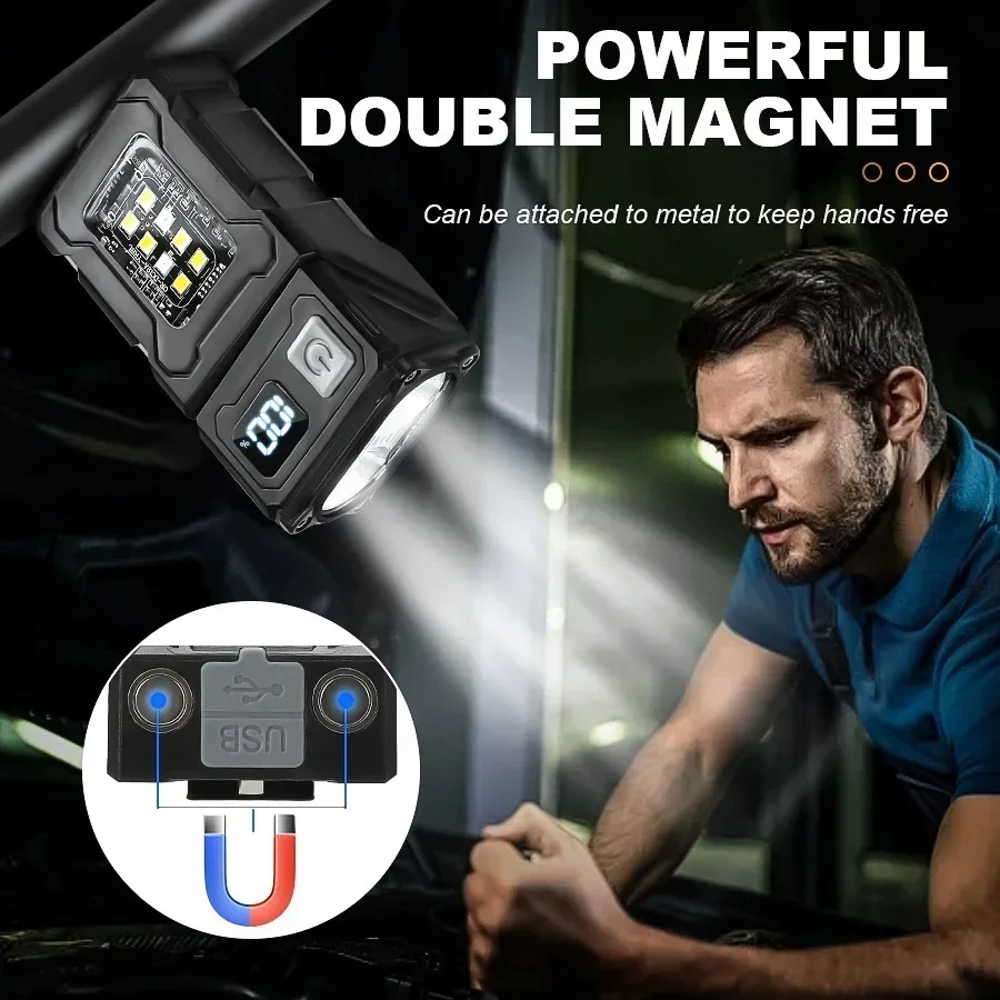 ミニ USB 充電 LED 懐中電灯テールマグネット COB - Outdoor Lighting Usa のレビューと価格