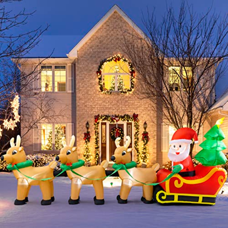 屋外用クリスマスインフレータブルデコレーション：13フィート - Outdoor Lighting On Trees のレビューと価格
