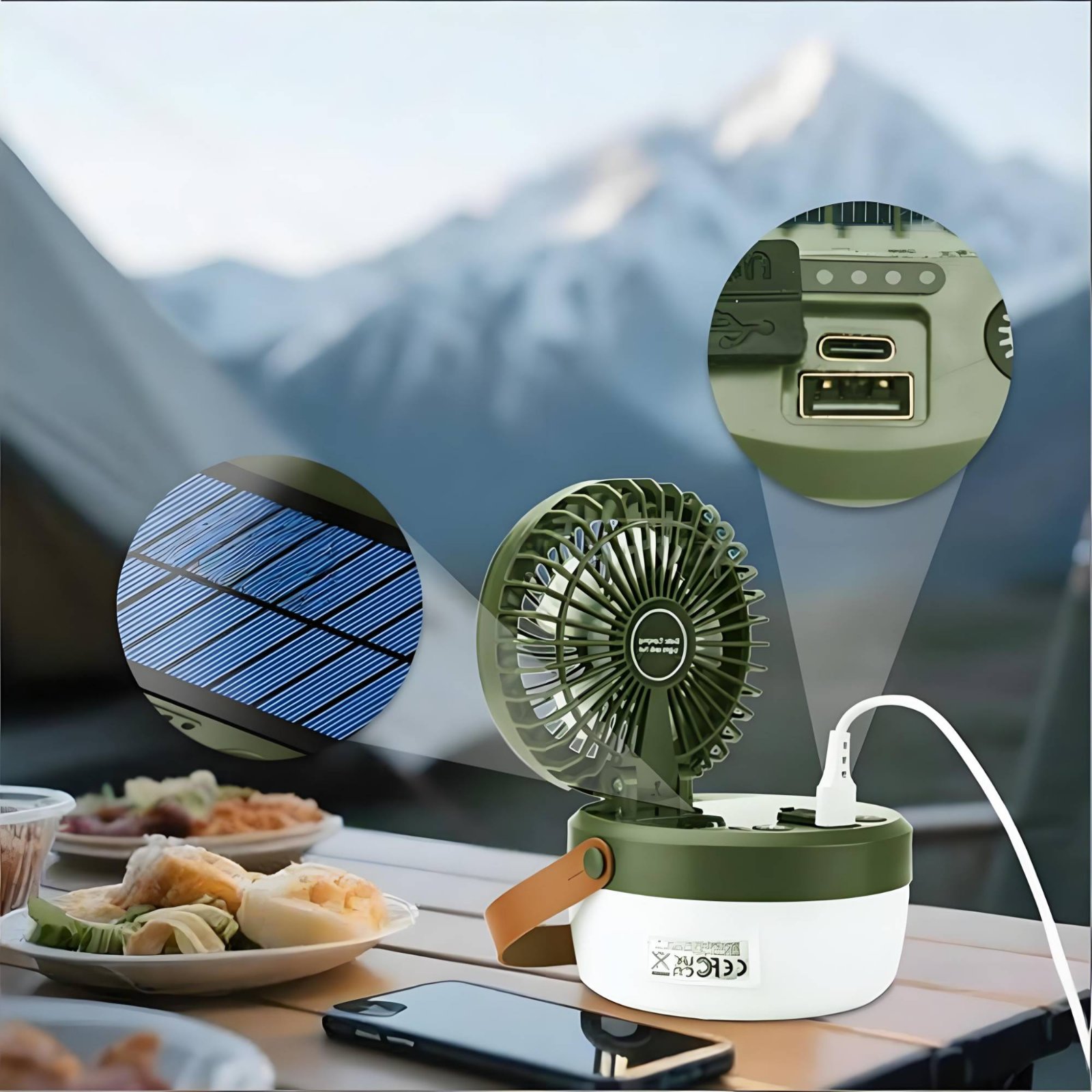 ソーラーキャンプファンランタン折りたたみ式デザイン三機能キャ - Outdoor Lighting Design のレビューと価格