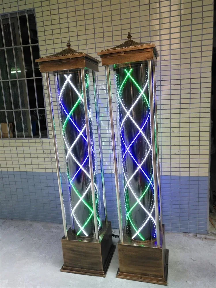 ヘアスタイリングサイン ゴールド バーバー 回転灯ポール 理 - Outdoor Lighting On Sale のレビューと価格