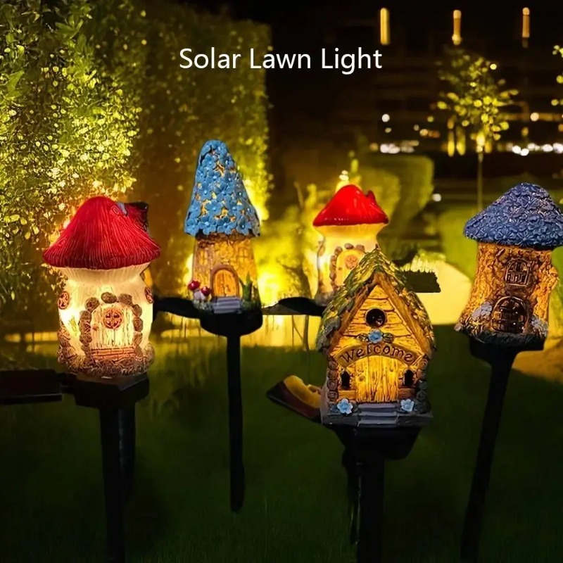 新しいソーラーレジンフラワーハウスライト、中庭装飾ライト、芝 - Outdoor Lighting For Front Of House のレビューと価格