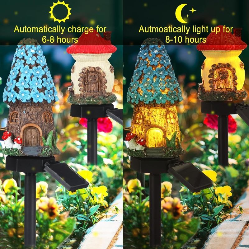 新しいソーラーレジンフラワーハウスライト、中庭装飾ライト、芝 - Outdoor Lighting For Front Of House のレビューと価格