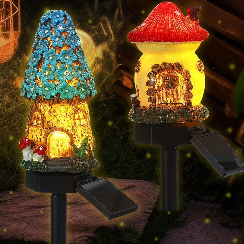 新しいソーラーレジンフラワーハウスライト、中庭装飾ライト、芝 - Outdoor Lighting For Front Of House のレビューと価格