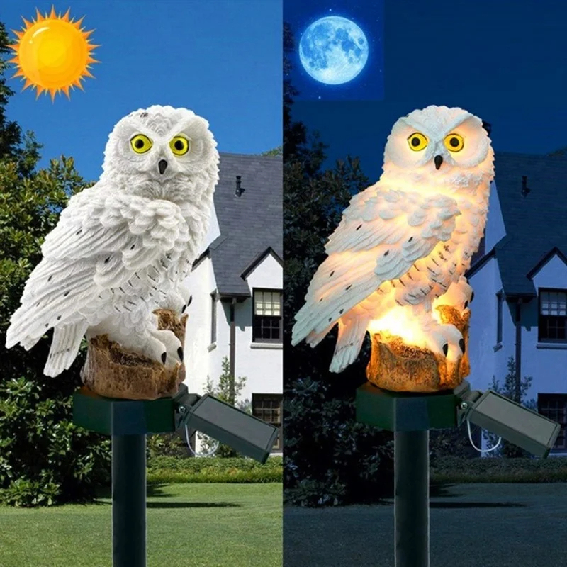 ソーラーフクロウ像ガーデンライトLED防水屋外装飾、庭やパテ - Outdoor Lighting Design のレビューと価格