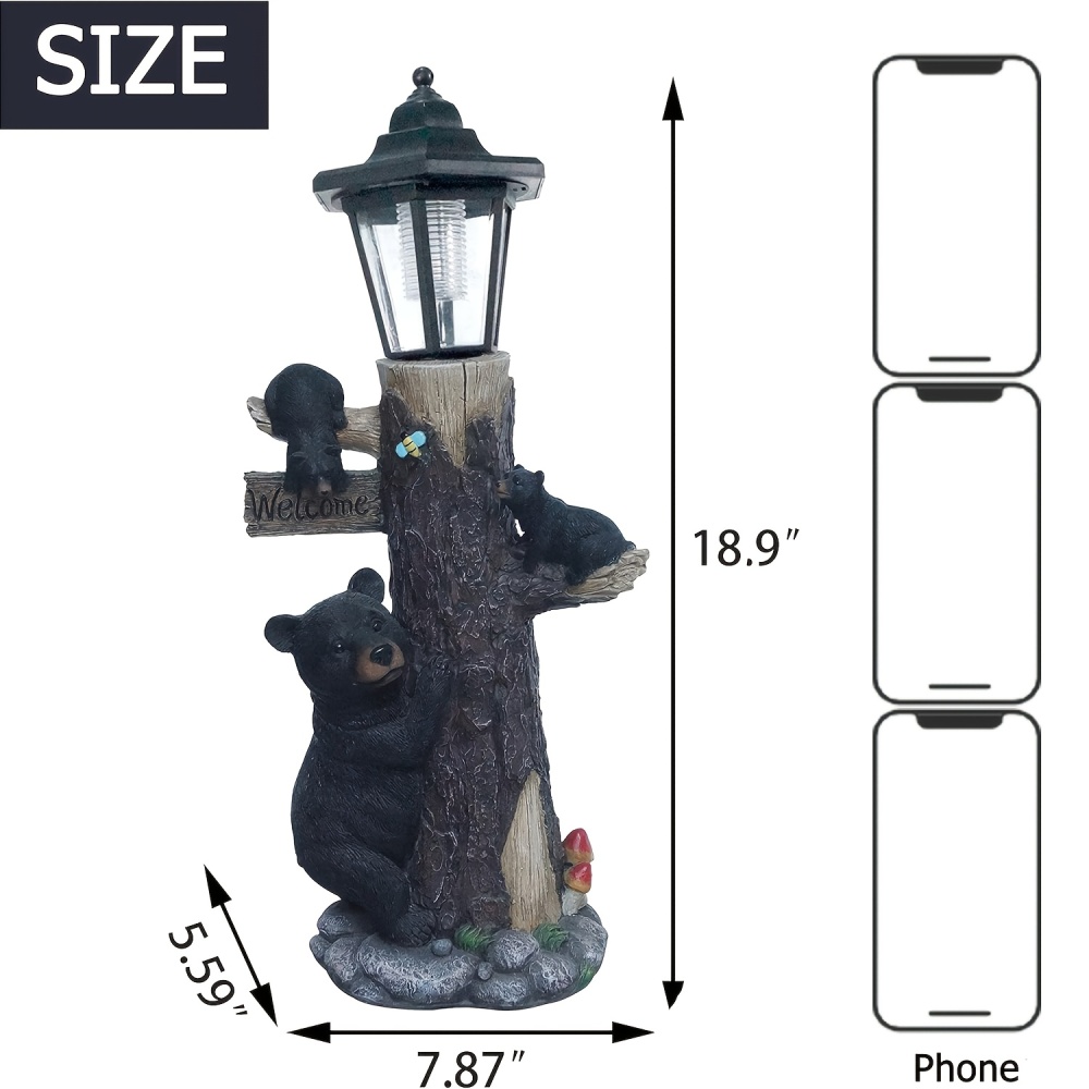 ソーラーライト付きブラックベア像ウェルカムサインガーデンスタ - Outdoor Lighting On Trees のレビューと価格