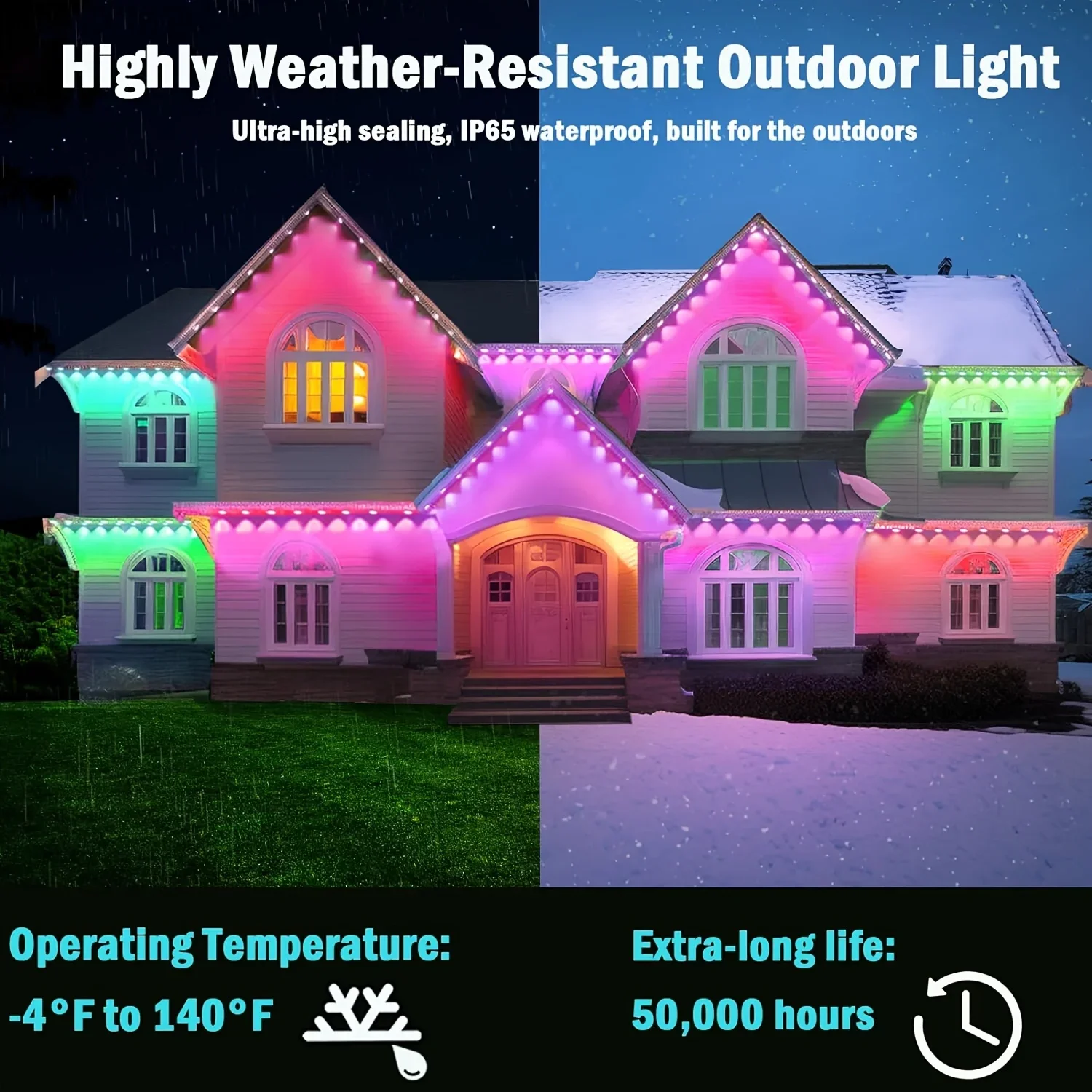 300フィート常設用軒下LEDスマートRGB屋外LEDライト - Outdoor Lighting For Front Of House のレビューと価格