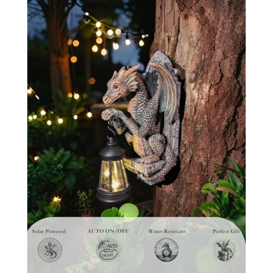 ドラゴン像ソーラーランタン、庭の装飾用、ドラゴンの置物ナイト - Outdoor Lighting On Trees のレビューと価格