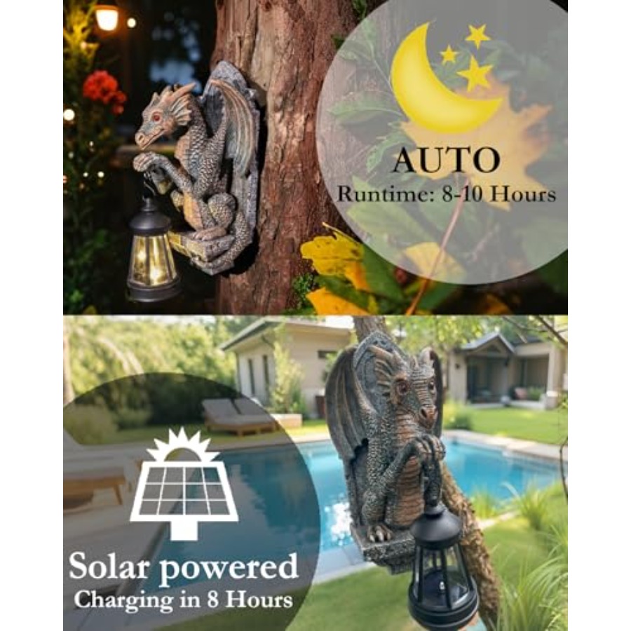 ドラゴン像ソーラーランタン、庭の装飾用、ドラゴンの置物ナイト - Outdoor Lighting On Trees のレビューと価格
