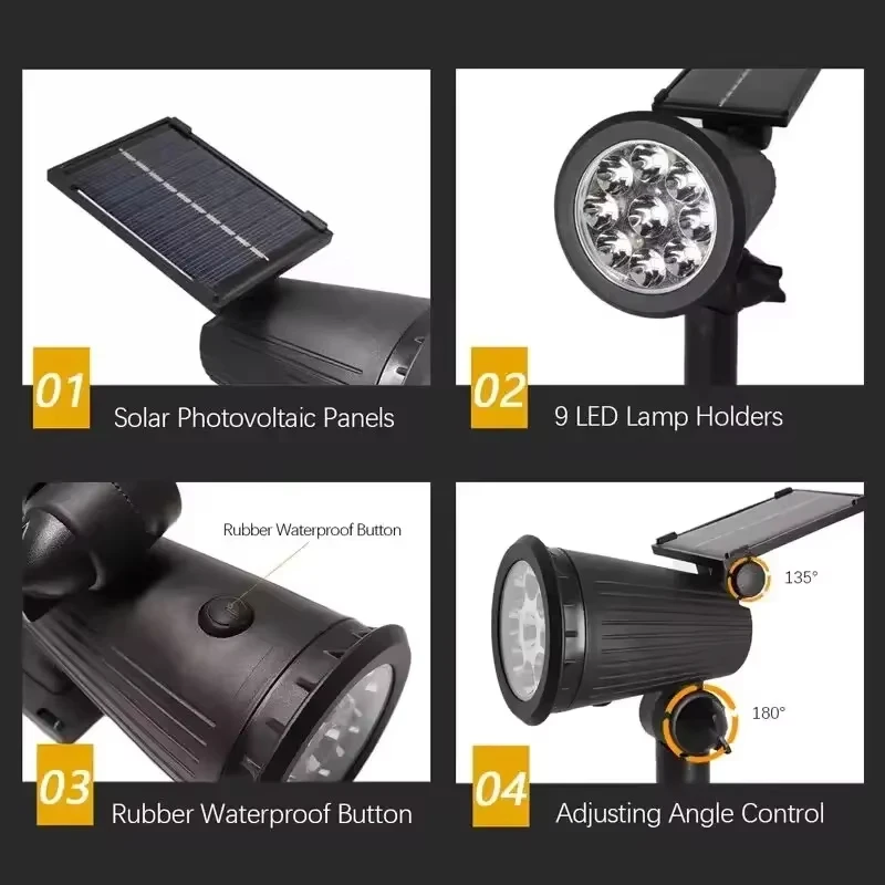 ソーラーLEDスポットライト、9-LED屋外景観ライト、3モ - Outdoor Lighting On Trees のレビューと価格