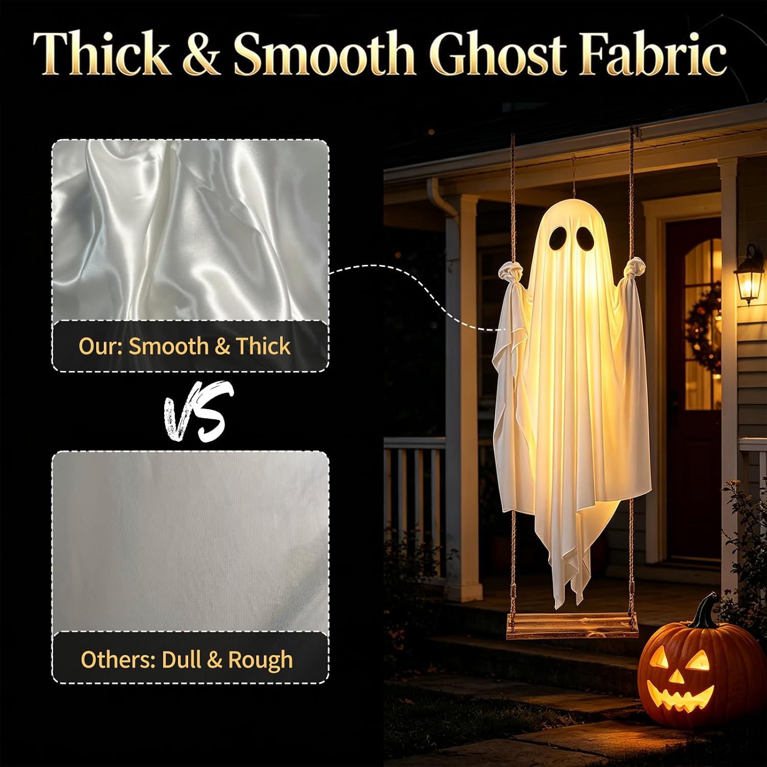 ハロウィン光るゴーストのブランコ吊り下げ装飾、屋外の木やポー - Outdoor Lighting On Trees のレビューと価格