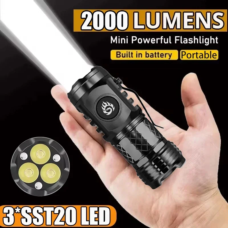 高強力戦術懐中電灯 3LED ミニキーホルダートーチ USB - Outdoor Lighting Usa のレビューと価格