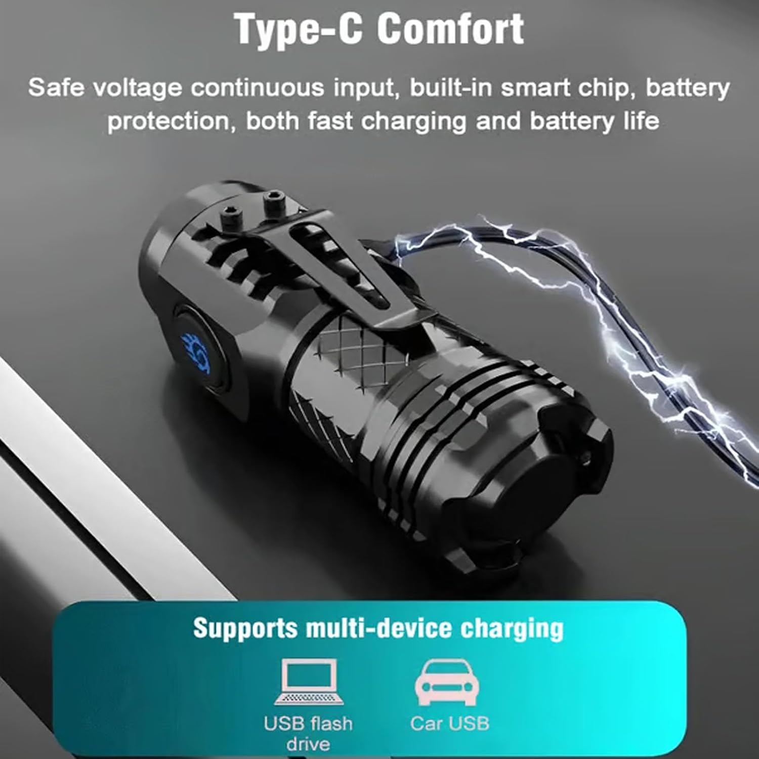 高強力戦術懐中電灯 3LED ミニキーホルダートーチ USB - Outdoor Lighting Usa のレビューと価格