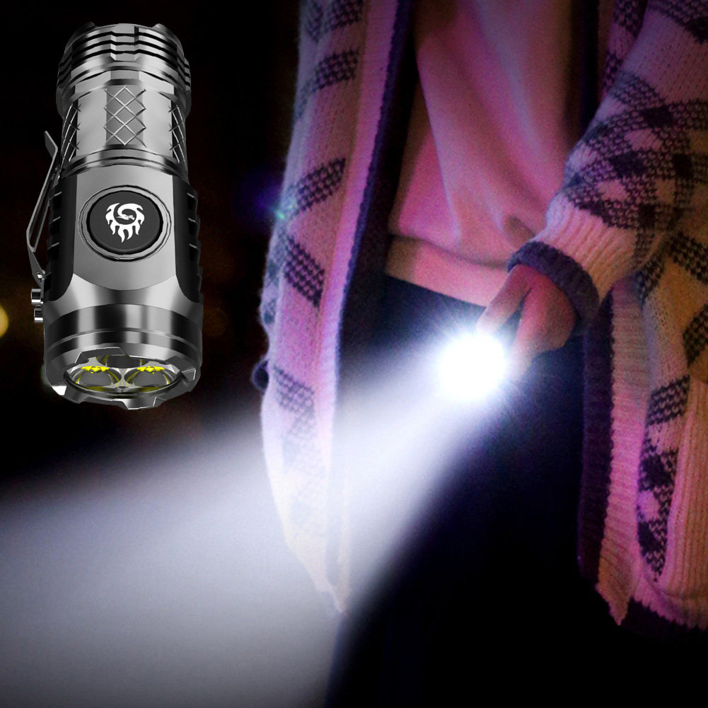 高強力戦術懐中電灯 3LED ミニキーホルダートーチ USB - Outdoor Lighting Usa のレビューと価格