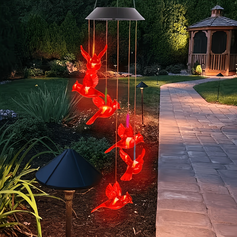 太陽光発電式の炎の鳥型風鈴ライト、屋外用、防水設計と鮮やかな - Outdoor Lighting Design のレビューと価格