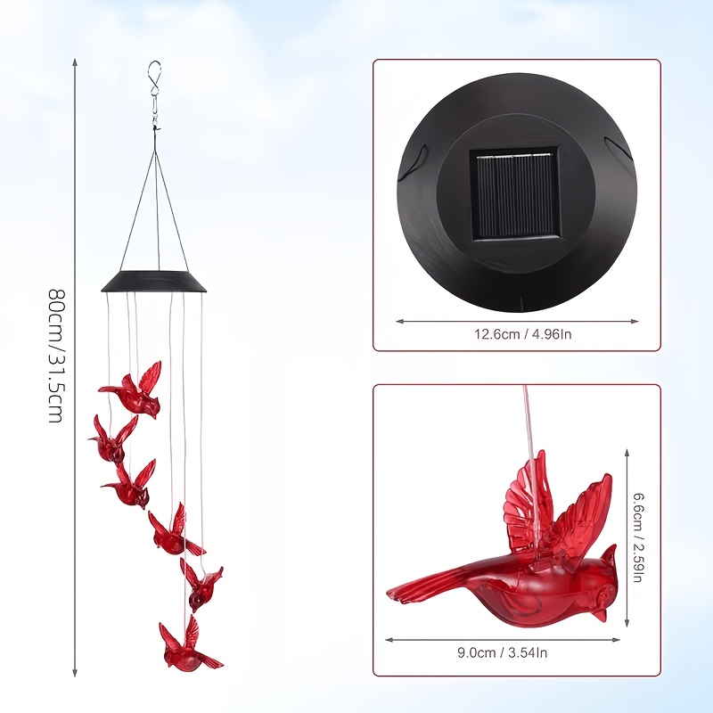 太陽光発電式の炎の鳥型風鈴ライト、屋外用、防水設計と鮮やかな - Outdoor Lighting Design のレビューと価格